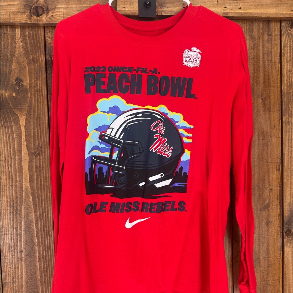 Nike Red Ole Miss Rebels Peach Bowl Long Sleeve Shirt